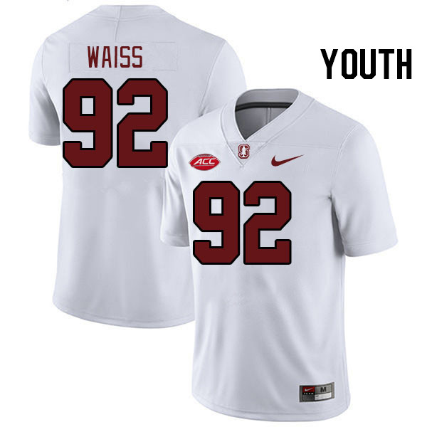 Youth #92 Griffin Waiss Stanford Cardinal 2024 ACC Conference College Football Jerseys Stitched-Whit